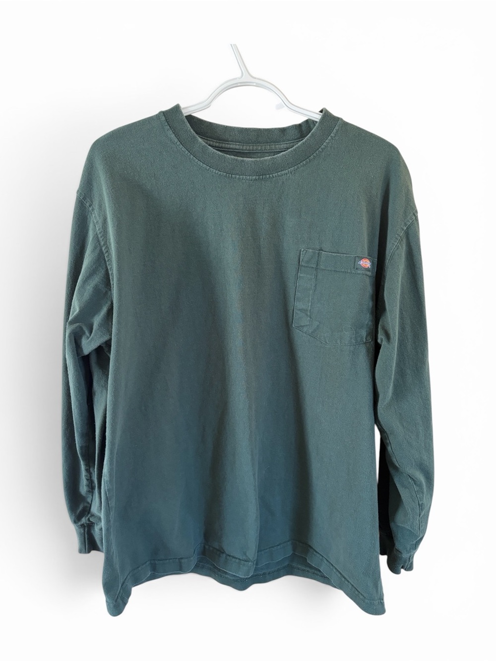 Dickies Men’s Long Sleeve Crewneck Shirt 100% Cotton Size L Forest Green